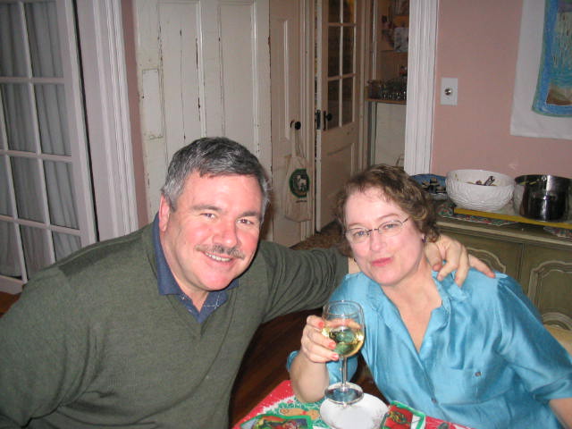 Jeanne and Bob enjoy a toast - hey that's not sake!