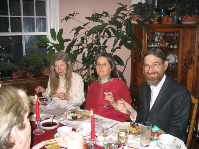 Karen, Carol and Jim.  Note the sushi rolls provided by Jeanne and Bron